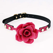 Load image into Gallery viewer, Rose Flower Shape Soft Ball Female Mouth Drooling Toy Leather Strap Adjustable (Pink)
