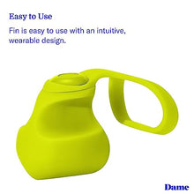 Load image into Gallery viewer, Dame Products Fin Personal Massager for Women - Compact - Wearable with Removable Tether - 3 Speeds - Rechargeable - Water Resistant and Body Safe - Citrus Color
