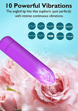 Load image into Gallery viewer, Small Bullet Vibrator for Women: Waterproof Mini Clit Vibrator with 10 Modes, Full Silicone Vibrating Finger Massager for G Spot Nipple, Female Rechargeable Lipstick Vibe Sex Toy, Purple
