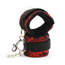 Load image into Gallery viewer, NA Detachable Red Lace Leather Handcuffs Bracelet Soft Plush Lining Wrist Handcuffs Cuffs Role Play Exercise for Home Yoga Gyms Party Cosplay
