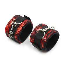 Load image into Gallery viewer, NA Detachable Red Lace Leather Handcuffs Bracelet Soft Plush Lining Wrist Handcuffs Cuffs Role Play Exercise for Home Yoga Gyms Party Cosplay
