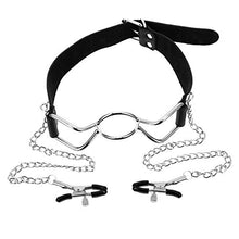 Load image into Gallery viewer, Rings Clamps Role Black Leash Stainless on Body with Dangle Toys Play Choker Clip Playing Stimulation M Lovers Metal Game
