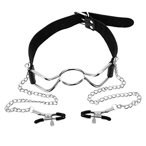 Rings Clamps Role Black Leash Stainless on Body with Dangle Toys Play Choker Clip Playing Stimulation M Lovers Metal Game