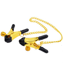 Load image into Gallery viewer, Adjustable Nipple Clamps with Gold Metal Chain, Nipple Clamps Non Piercing, Nipple Clips Clamps, Nipple Toys for Own Use or Couple Flirting (Gold-A)
