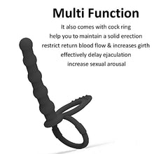 Load image into Gallery viewer, Silicone Strap On Penis Butt Plug, Anal Beads with Cock Ring, Delay Ejaculation Anus Plug Adult Massager Double Penetration Dildo Massager Anal Sex Toys for Male Man Women Couples
