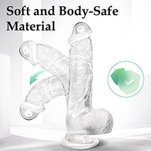 Load image into Gallery viewer, 8 Inch Clear Dildo Adult Toy with Strong Suction Cup Hands-Free Play Realistic Anal Sex Toys, Body Safe Soft Material G Spot Penis with Lifelike Glans Vaginal Stimulator for Women &amp; Men Beginner
