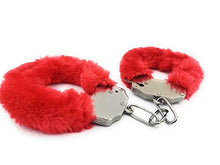 Load image into Gallery viewer, JASINCESS Plush Handcuffs with Keys Toy Handcuffs Stage Costume Props (Red)
