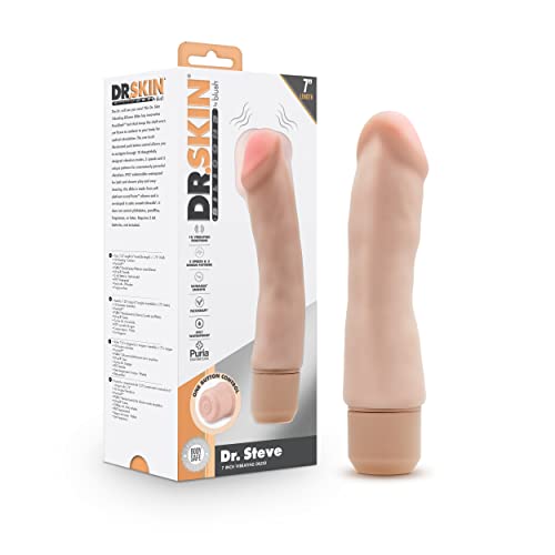 Dr. Skin - 7 Inch Silicone Vibrating Dildo - Flexible Shaft Flexishaft - 10 Powerful Vibration Functions - IPX7 Waterproof - Ultrasilk Satin Smooth - Realistic Vibrator Sex Toy for Him Her Couples