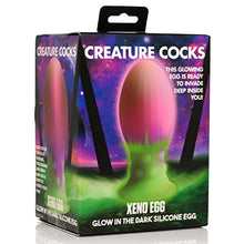 Load image into Gallery viewer, CREATURE COCKS Xeno Egg Glow in The Dark Premium Silicone Egg Adult Sex Toy for Women Men &amp; Couples. Roleplay Egg with Strong Suction Cup and Textured Sides for Stimulation. Large
