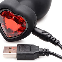 Load image into Gallery viewer, Booty Sparks 28X Vibrating Silicone Red Heart Anal Plug - Small (AG966-Small)
