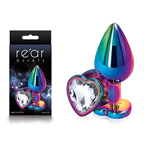 Rear Assets Anal Butt Plug - Multicolor - Medium - Heart-Shaped (Clear Jewel)