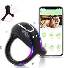 Load image into Gallery viewer, Vibrating Cock Ring with App for Men Erection, Penis Rings Vibrator Toys for Men&#39;s Sex, Unlimited Vibration Mode for His Pleasure, Anillos para El Pene Sexuales Adult Sex Toys for Male
