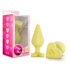 Load image into Gallery viewer, Blush Naughty Candy Heart - Smooth Satin Silicone Heart Shaped Bottom Anal Butt Plug Sex Toy for Men and Women - Yellow
