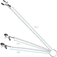 Load image into Gallery viewer, Adjustable 3 Heads Nipple Clips, Nipple Clamps with Chain &amp; Soft Rubber Cap, Nipple Clamps for Sex Pleasure, for Pleasure Toys Nipple, Suitable for Adult Role Playing Games (a)
