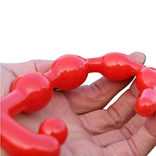 Load image into Gallery viewer, Large Long Anal Beads Smooth Red Hard Silicone Adult Butt Toy Flexible w/Handle
