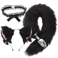 Sosoport Faux Rabbit Fur Tail Toy Plug Stainless Steel for Cosplay Party Night Costume for Women Men