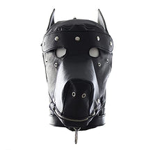 Load image into Gallery viewer, PU Leather Bondage Dog Blindfold Full Head Harness Fetish Blindfold Zipper Head Hood Sex Toys for Couples (Black)
