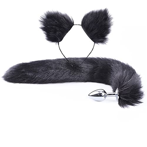 Sexy Fox Metal Butt Plug Tail with Hairpin Kit Tail for Couple Cosplay (Color : Sky Blue)