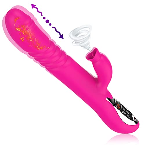 Thrusting Vibrator Womens Sucking Telescopic Swing Toy Rose for Women Heating Wand Adult Sex Vibrating Rabbit Toys Clitoralis Silent Fun Panties Waterproof Peristalsis Modes Soft