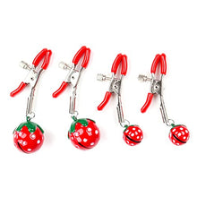 Load image into Gallery viewer, 1 Pair Cute Strawberry Nipple Clamps Decorative Nipple Clamps with Bells Nipple Clips for Women Pleasure Adult Sexual Toys for Couples (Small Bell)
