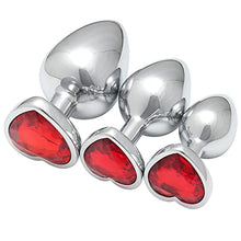 Load image into Gallery viewer, Butt Toys Anales Training Sets Stainless Steel Expanding Anales Plug Sex Toys Trainer Set Heart Shape for Men Women Training Kit 3PCS, Heart Red
