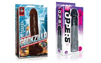 Sexy, Kinky Gift Set Bundle of Cockzilla Nearly 17 Inch Realistic Black Colossal Cock and Icon Brands Toppers - Black, Extender Sleeve