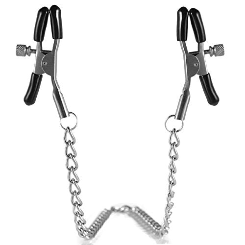 SEXY SLAVE Adjustable Nipple Clamps - Soft Rubber Metal Nipple Clamps Fetish Nipple Teasers Breast Clit Sensual Bondage Two Nipple Clips