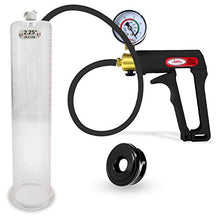 Load image into Gallery viewer, LeLuv Black Maxi Penis Pump with Gauge Premium Silicone Hose Bundle with Soft Black TPR Seal 12 inch Length x 2.25 inch Diameter Cylinder
