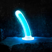 Load image into Gallery viewer, Blush Neo Elite Glow in The Dark - Tao - 7 inch Purio Platinum Silicone Sensa Feel Dual Density Dildo - Ultrasilk Smooth - Strap On Compatible Suction Cup for Hands Free Play - Sex Toy for Women
