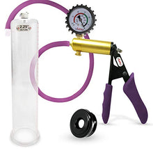 Load image into Gallery viewer, LeLuv Ultima Purple Premium Penis Pump with Ergonomic Grips and Silicone Hose + Gauge &amp; Cover, Sleeve | 12&quot; x 2.25&quot; Diameter
