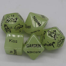 Load image into Gallery viewer, AlevRam Glowing Sex Dice Set,5 Pcs Sex Games for Adult Couples ,Sex Dice for Couples Naughty Positions,Adult Game Night, Sex Party Dices
