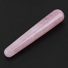 Load image into Gallery viewer, FTVOGUE Massage Stone Rose Natural Quartz Crystal Face Massage Wand Stone Smooth Stick Massaging Treatment Tool Pink 110mm(Pink)
