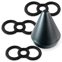 Load image into Gallery viewer, LeLuv Loop Handle Tension Rings Eyro Slippery Black Silicone Bundle with Easyop 2.25 inch Loader Cone .5 inch Unstretched Diameter 3 Pack
