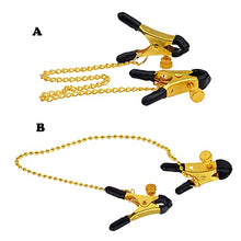 Load image into Gallery viewer, Adjustable Nipple Clamps with Gold Metal Chain, Nipple Clamps Non Piercing, Nipple Clips Clamps, Nipple Toys for Own Use or Couple Flirting (Gold-A)
