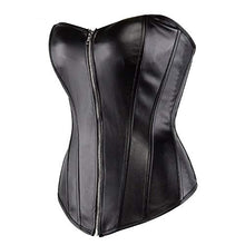 Load image into Gallery viewer, Faux PVC Faux Leather Corset Shapewear Bustiers Zip Plus Size Lace Tie Back Corsets Top Sexy Leather Corset
