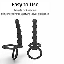 Load image into Gallery viewer, Silicone Strap On Penis Butt Plug, Anal Beads with Cock Ring, Delay Ejaculation Anus Plug Adult Massager Double Penetration Dildo Massager Anal Sex Toys for Male Man Women Couples
