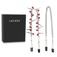 LANWAN Nipple Clamps with Chain Bondage Accessories Body Jewelry Nipple Clamp for Women Nipple Clips Toys (2pcs Kit)
