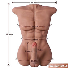 Load image into Gallery viewer, 24LB Brown Male Sex Doll for Women, Male Torso with Realistic Sex Flexible Huge Cock Dildo,Tight Anal Plaything for Female Masturbation Couple Adult Pleasure Sex Toys
