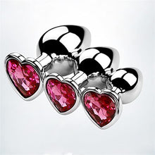 Load image into Gallery viewer, S/M/L Anal Plug Heart Stainless Steel Crystal Anal Plug Removable Butt Plug Stimulator Anal Sex Toys (Color : Rose Red, Size : S)
