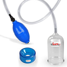 Load image into Gallery viewer, LeLuv EasyOp Series Penis Head Vacuum Pump Kit | Blue BGrip Handle/Clear Hose &amp; Glans Cylinder + TPR Sleeve Small
