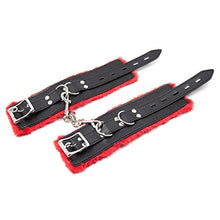 Load image into Gallery viewer, NA Plush Red&amp;Black Role Play Exercise Bands Leash Banding Handcuffs for Couples Playing
