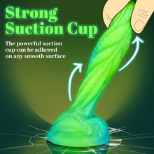 Load image into Gallery viewer, 8.1in Luminous Monster Realistic Dildo with Strong Suction Cup, Leyuto Basilisk Dragon Silicone Anal Dildos Flexible Cock with Curved Shaft Adult Sex Toy for Women &amp; Men G Spot &amp; Anal Play, Green
