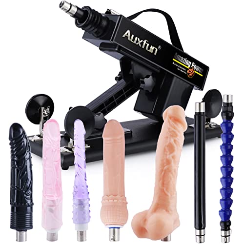 AUXFUN Sex Love Machine Adult Toy, Thrusting Fucking Device with Realistic Dildo for Man and Women, 3XLR Connector Automatic Machines with 7 Attachments for Beginners and Couples