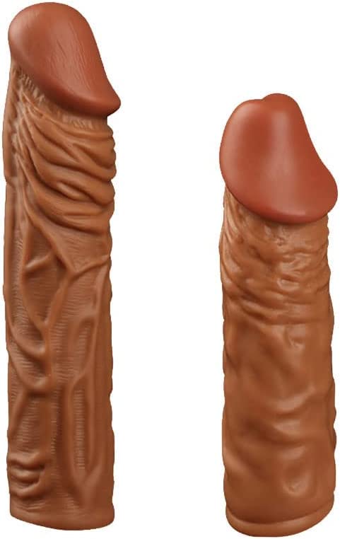 MPXOJII 2 Pcs Reusable Penis Sleeve Extender Ultra-Soft Extension Sex Toy Cock Enlarger Applicative for Men & Couple