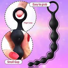 Load image into Gallery viewer, Anal Beads, Silicone Flexible Anal Chain Butt Plug with 7 Gradual Balls and Pull Loop Prostate Massager G-spot Stimulator TJIJP Anal Training Sex Toy for Beginner 8.23 inch, Black
