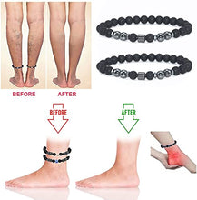 Load image into Gallery viewer, INENIMARTJ 2Pcs Anti-Swelling Black Obsidian Anklet Adjustable Hematite Ankle Bracelet for Women Men,Anti-Anxiety Yoga Beads Bracelet.(F)
