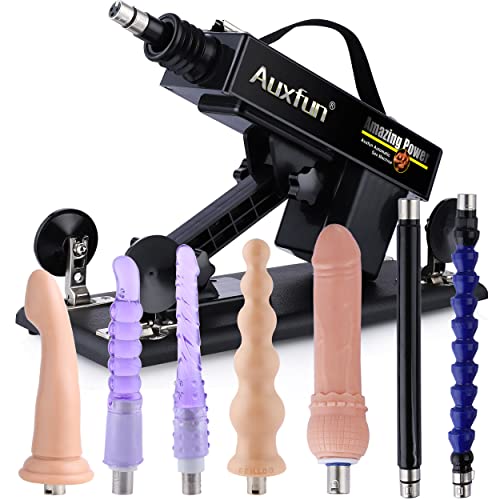Auxfun Sex Love Machine Thrusting Dildo Machine for Women Sex Pleasure 3XLR Connector Machine with 7 Attachments Adult Toy