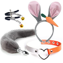 Load image into Gallery viewer, 4 Pcs Set Fun Cow Sheep Antelope Rabbit Sexy Maid Tie Ear Hairpin SM Metal Tail Anal Plug. Cosplay Neck Chest Bondage Accessories Sex Toy for Women Female Men Male Unisex (Sheep Red)
