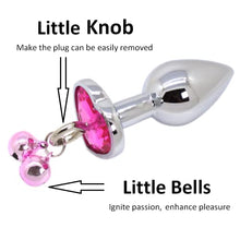 Load image into Gallery viewer, 3 Pcs Anal Butt Plug Kit with Little Bells, Waterproof Stainless Steel Anus Dilator with Different Sizes, Adult Anal Trainer Sex Toys with Pink Heart Shaped Jewelry Base for Male Female,1.0 Count
