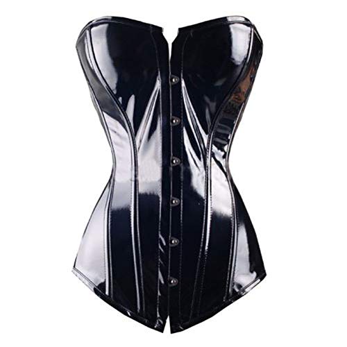 Sexy Women PVC Overbust Corset Steampunk Lingerie Top-Goth Corset Sexy Leather Waist Trainer